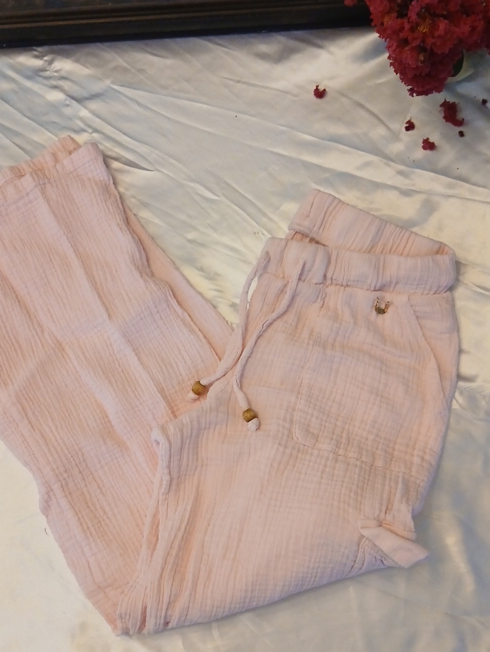 Betsey Johnson Light Pink Elastic Waist Gauze Pants